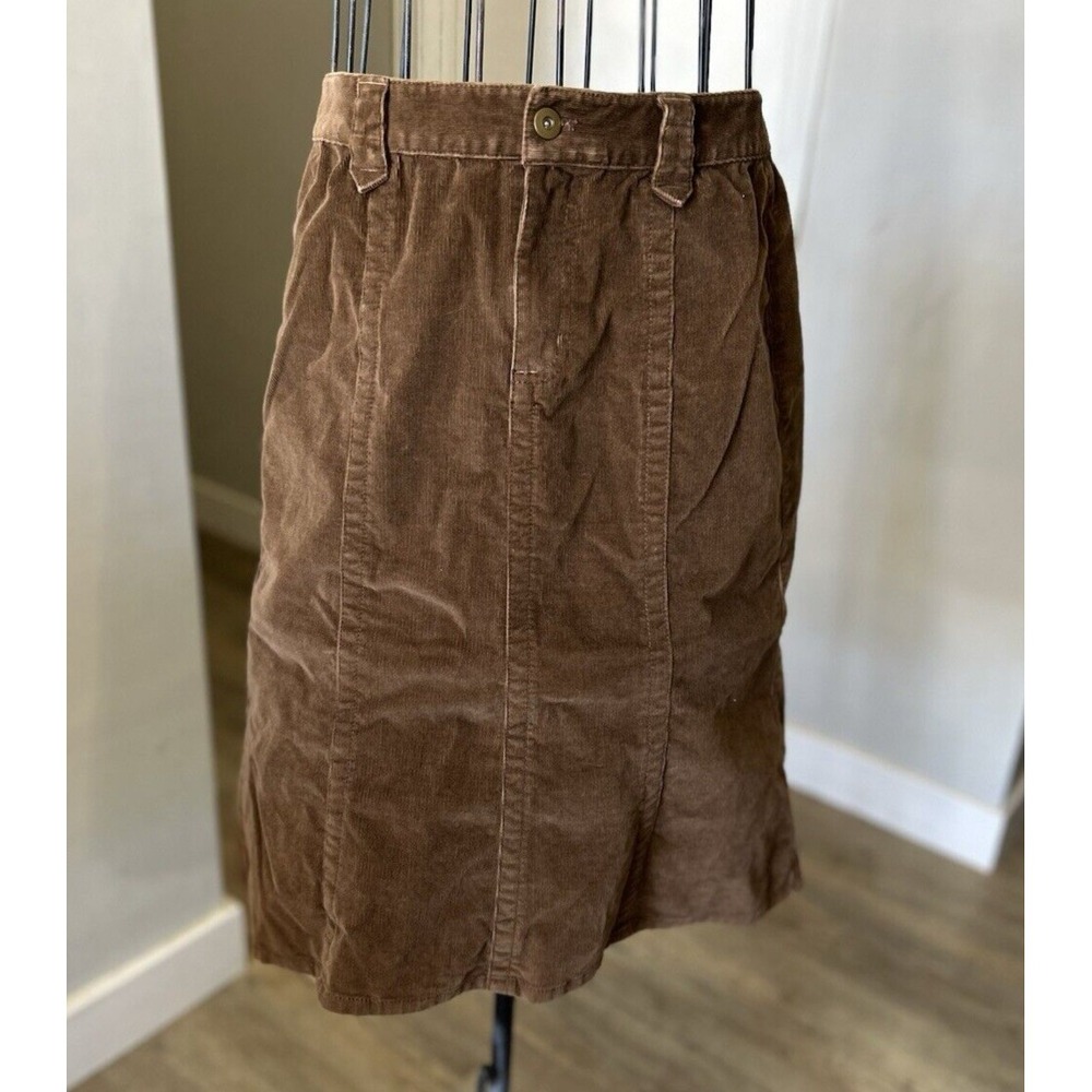 Eddie Bauer Y2K Brown Corduroy‎ Long A-line Skirt Preppy Boho Cottagecore Sz 2
